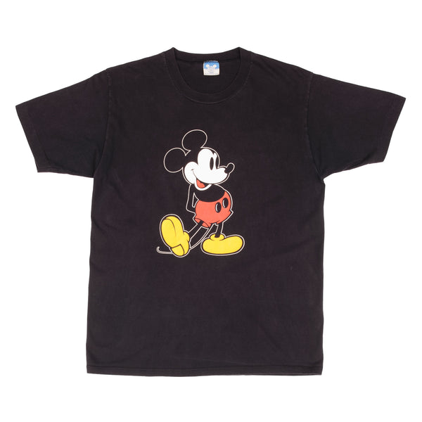 Vintage Black Disney Mickey Mouse 1990S Tee Shirt Size Medium With Single Stitch Sleeves