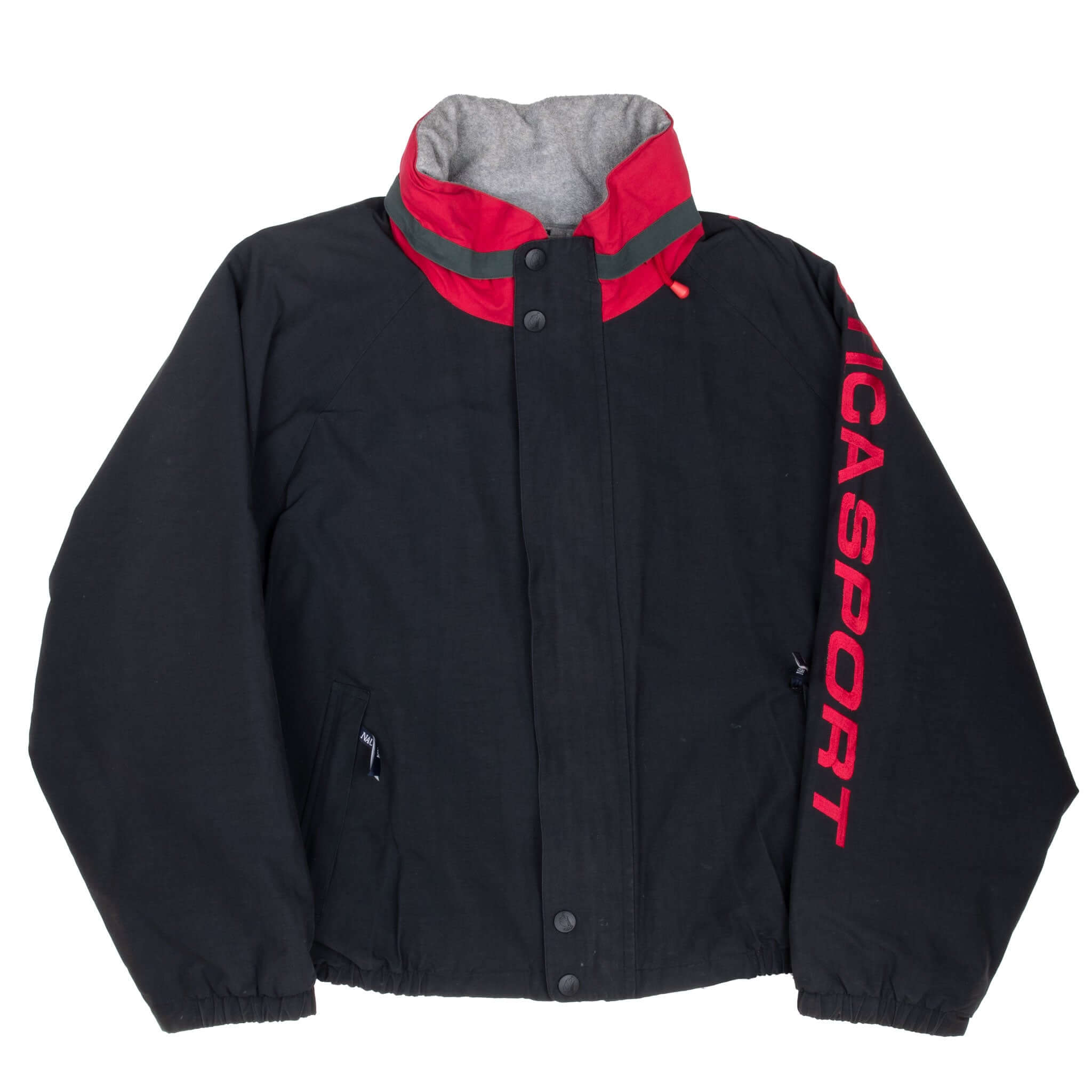 Vintage Nautica Sport Black Reversible Fleece Jacket 1990S Size 2XL