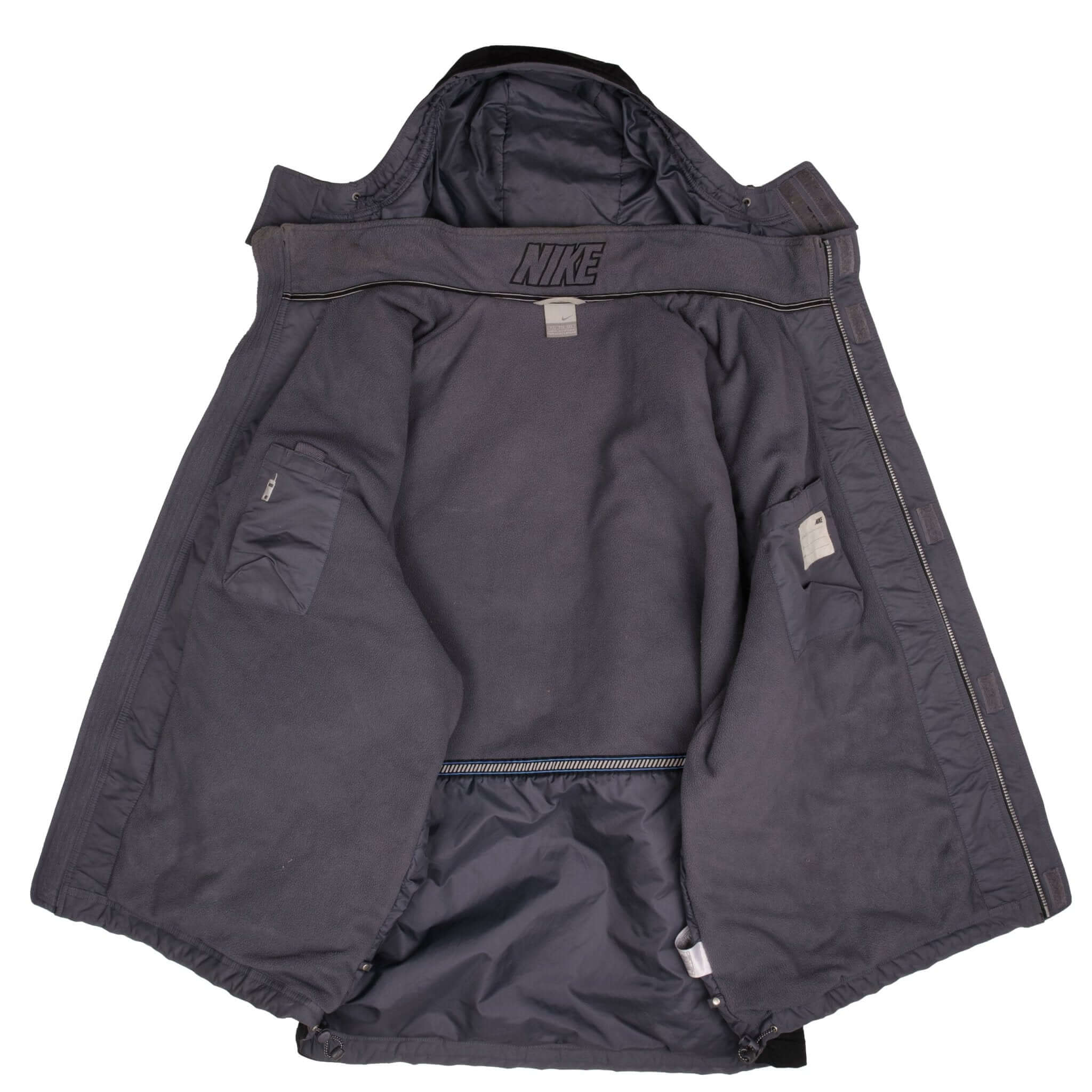 Vintage Nike Classic Swoosh Black Heavyweight Hooded Windbreaker Jacket 2000S Size 2XL