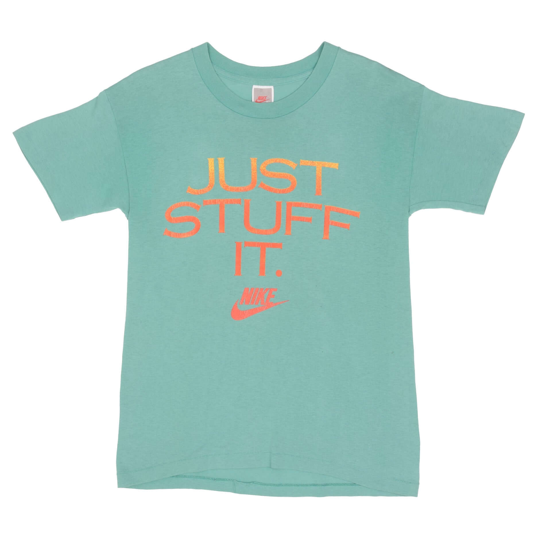 Vintage Nike Just Stuff It 1980s Tee Shirt Size Small Made In USA With Single Stitch Sleeves