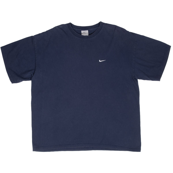 Vintage Nike Classic Swoosh Navy Blue Tee Shirt 2000S Size XL