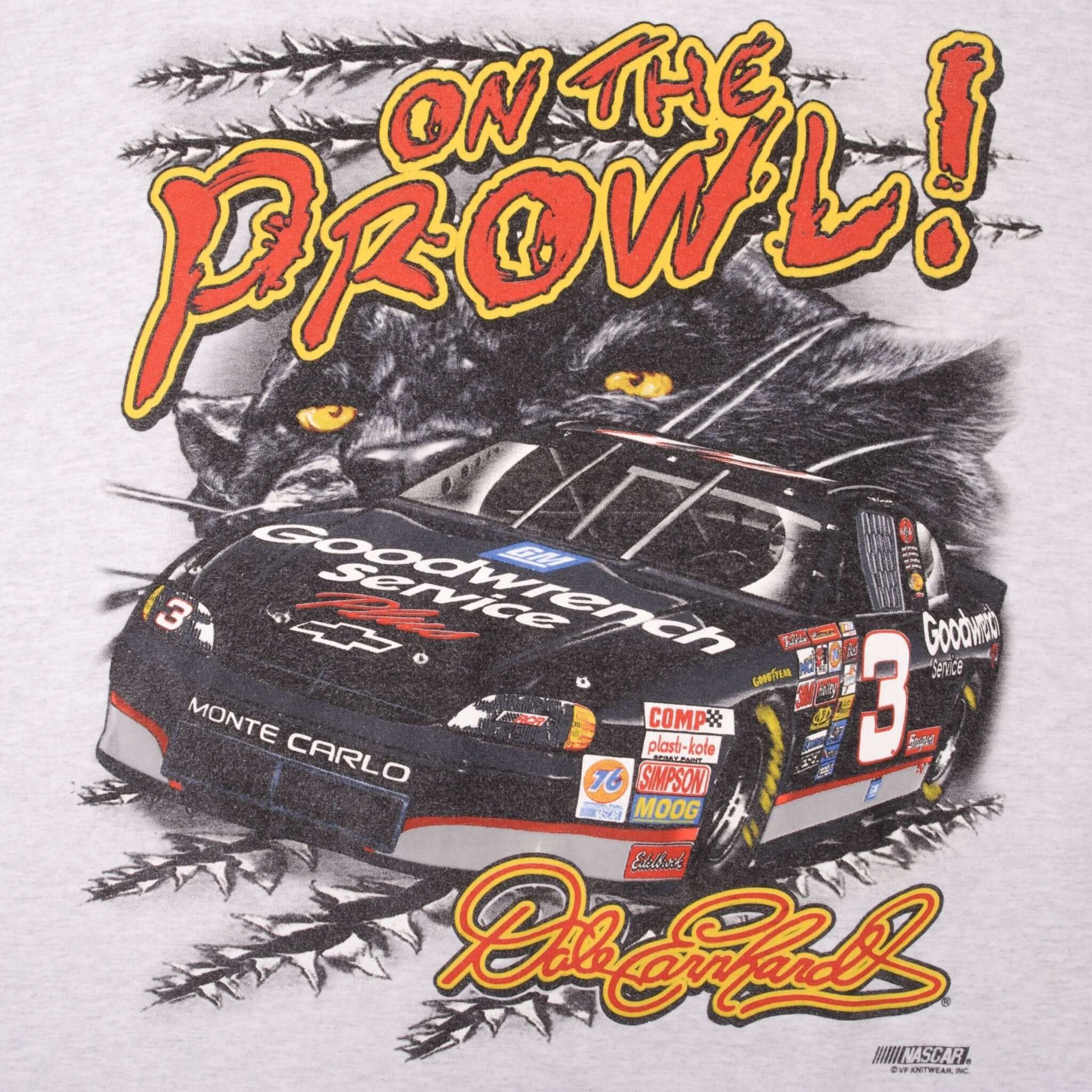VINTAGE NASCAR DALE EARNHARDT ON THE PROWL 1990S TEE SHIRT SIZE XL