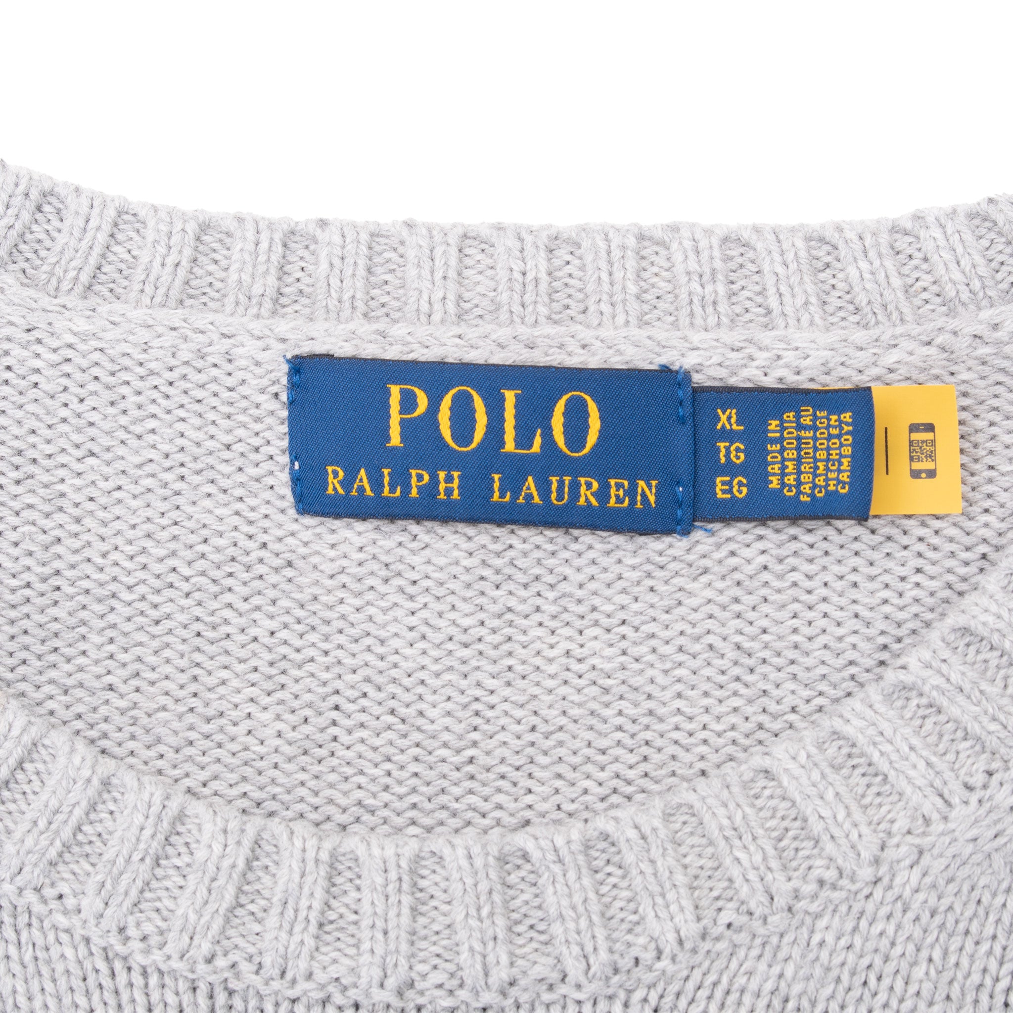 Vintage Ralph Lauren Grey Knit Sweater Crewneck Size XL