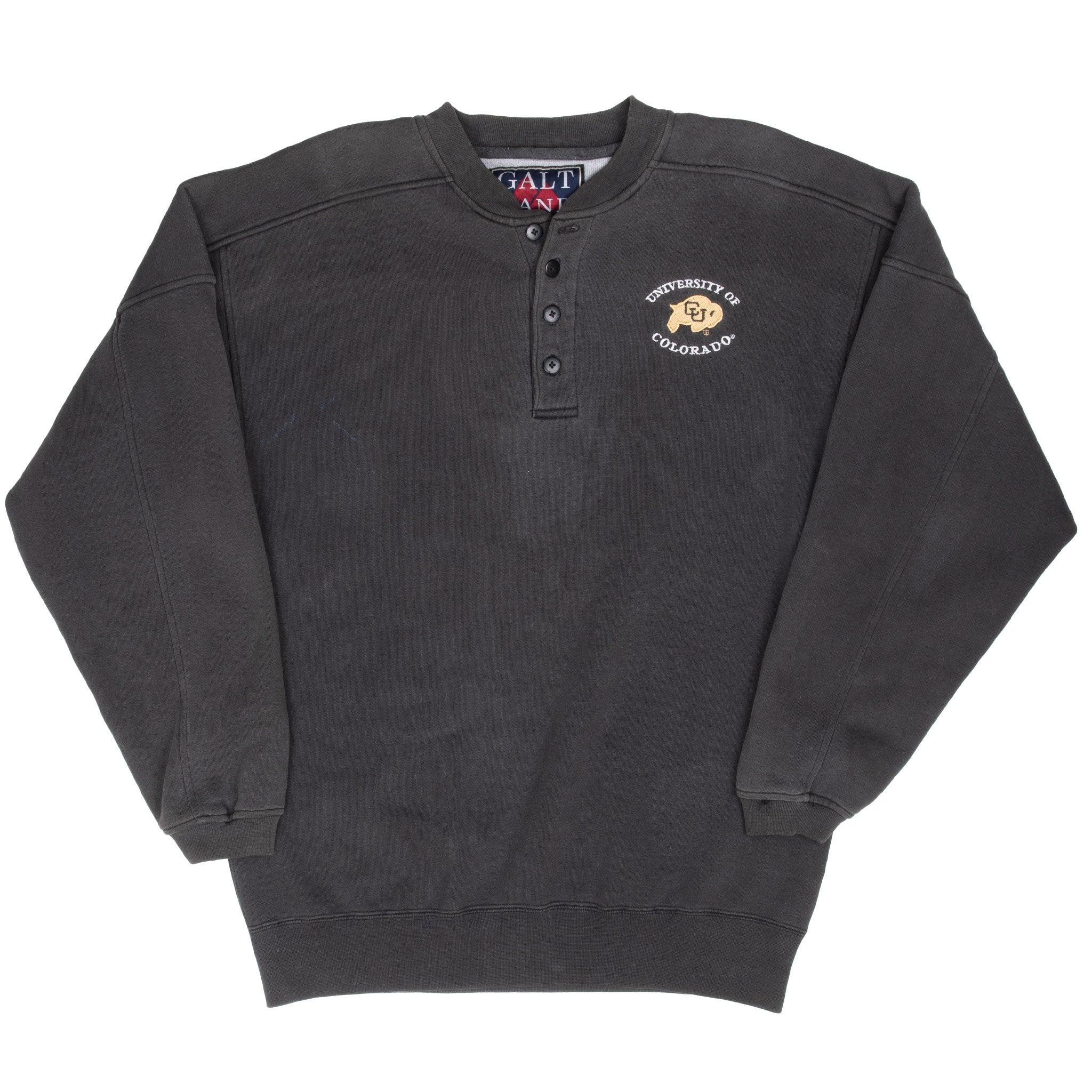 Vintage Ncaa Colorado Golden Buffaloes Black Henley Sweatshirt 1990S Size Medium
