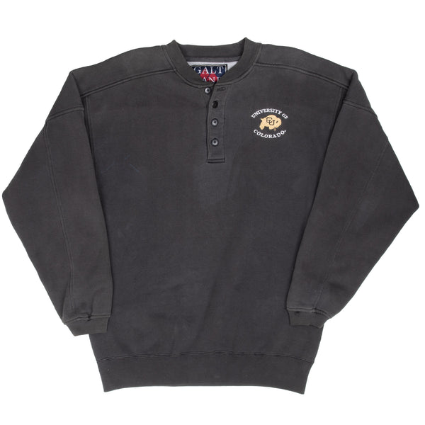 Vintage Ncaa Colorado Golden Buffaloes Black Henley Sweatshirt 1990S Size Medium