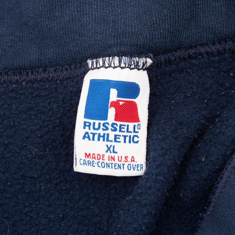 Vintage Russell Athletic Navy Blue Quarter 1/4 Zip Sweatshirt 1990S Size XL Made In Usa