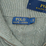 Vintage Polo Ralph Lauren Sage Green Quarter 1/4 Zip Sweater Size Large Deadstock