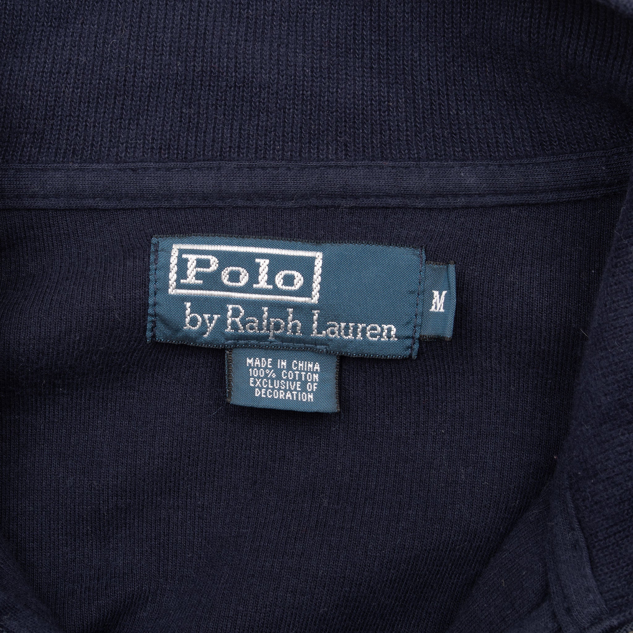 Vintage Polo Ralph Lauren Navy Blue Quarter 1/4 Zip Sweater 1990s Size Medium