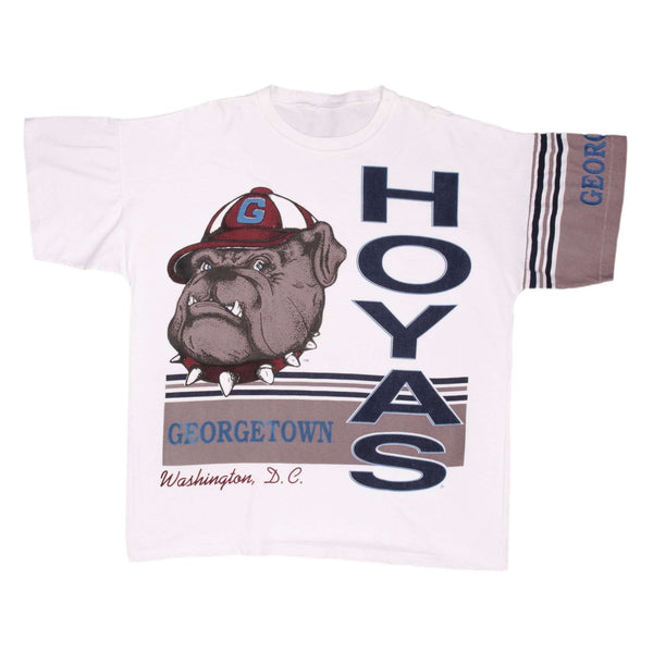 Vintage Ncaa Georgetown University Hoyas Tee Shirt 1990S Size XL With Single Stitch Sleeves