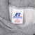 Russell Athletic XL neck tag inside gray hoodie