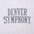 Close-up of gray Denver Symphony lettering on sweatshirt chest