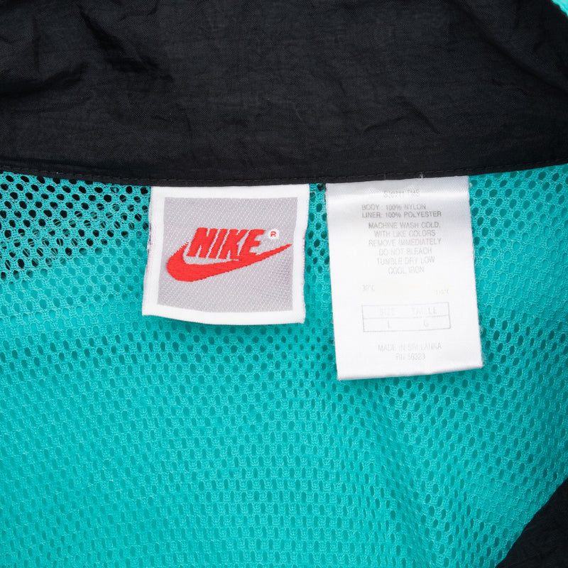 Vintage Nike Turquoise Blue Black Windbreaker Jacket Late 1980S Size Large