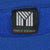 Close-up of Morning Sun American Sportswear neck label on blue sweatshirt