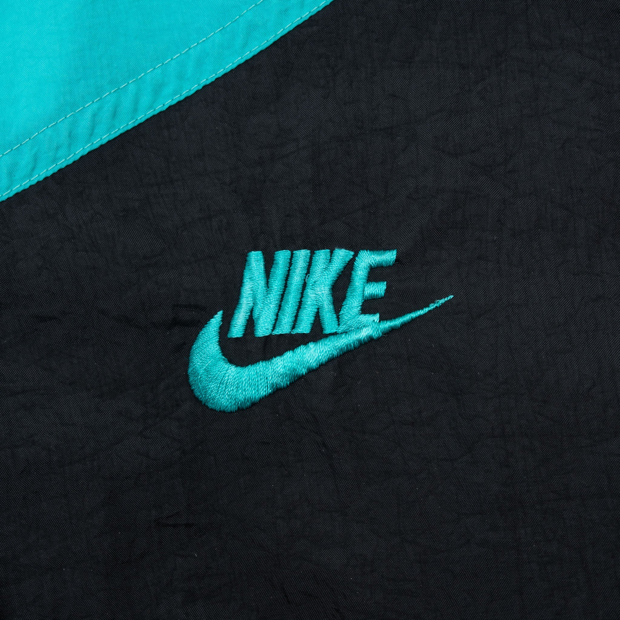 Vintage Nike Turquoise Blue Black Windbreaker Jacket Late 1980S Size Large