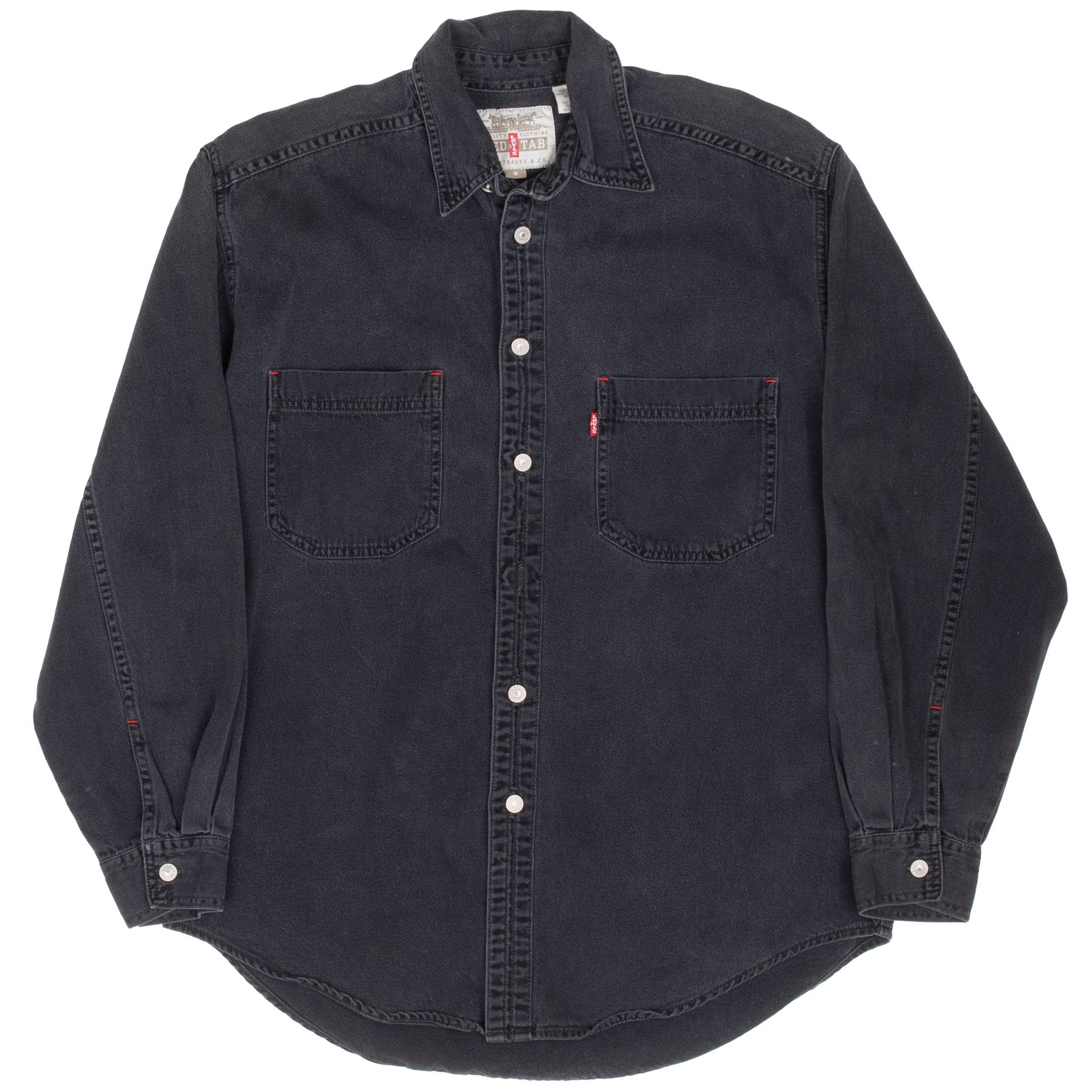 Vintage Levis Red Tab Denim Black Pocket Shirt 2000S Size Medium