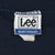 Close-up of Lee Heavyweight neck label inside navy sweatshirt