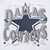 Close-up of Dallas Cowboys front graphic with navy star, outlined lettering, and printed signatures