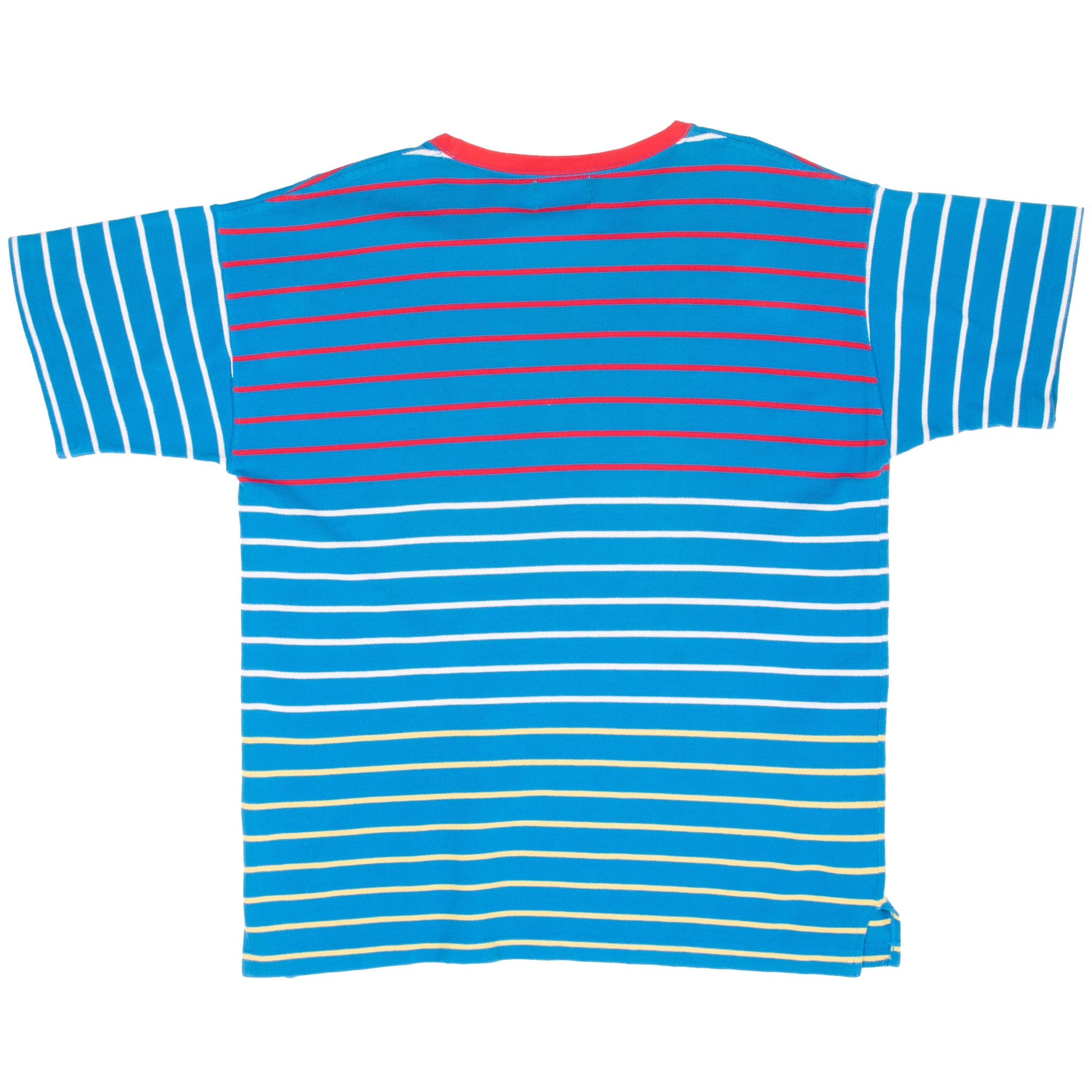 VINTAGE IZOD LACOSTE BLUE STRIPED TEE SHIRT 1990S SIZE LARGE MADE IN USA