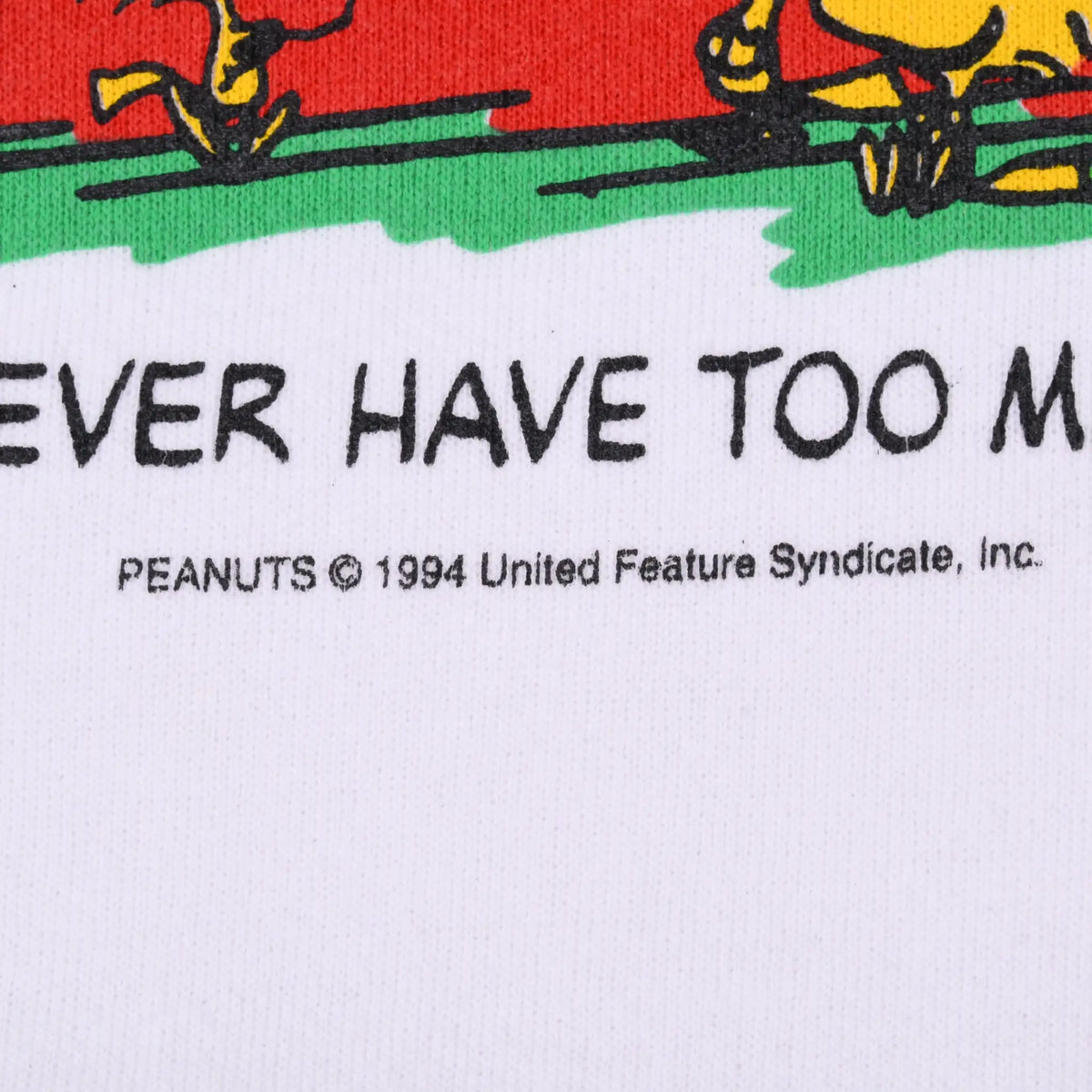 Close-up of Peanuts graphic copyright text reading 1994 United Feature Syndicate, Inc.