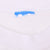 Close-up of white sweatshirt collar and partially removed blue neck label