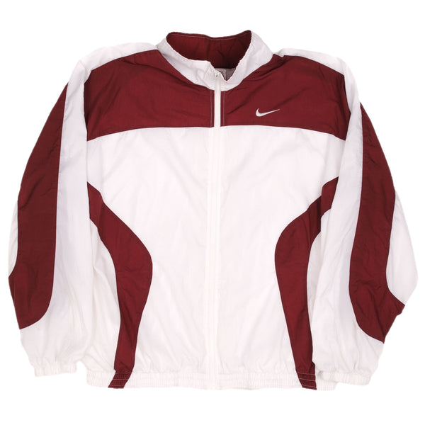 Vintage Nike Windbreaker White & Red Jacket Size XL 1990S