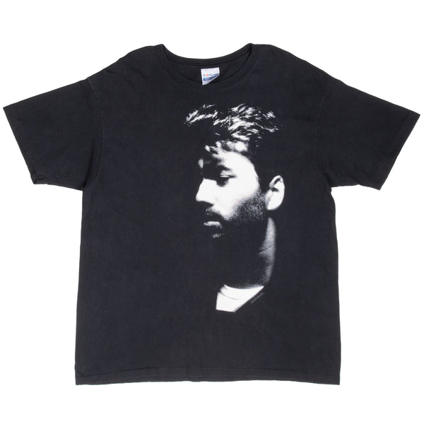 VINTAGE GEORGE MICHAEL 1991 BLACK TEE SHIRT SIZE LARGE MADE IN USA