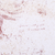 Close-up of the pale sepia art print with faint red cursive writing on white fabric