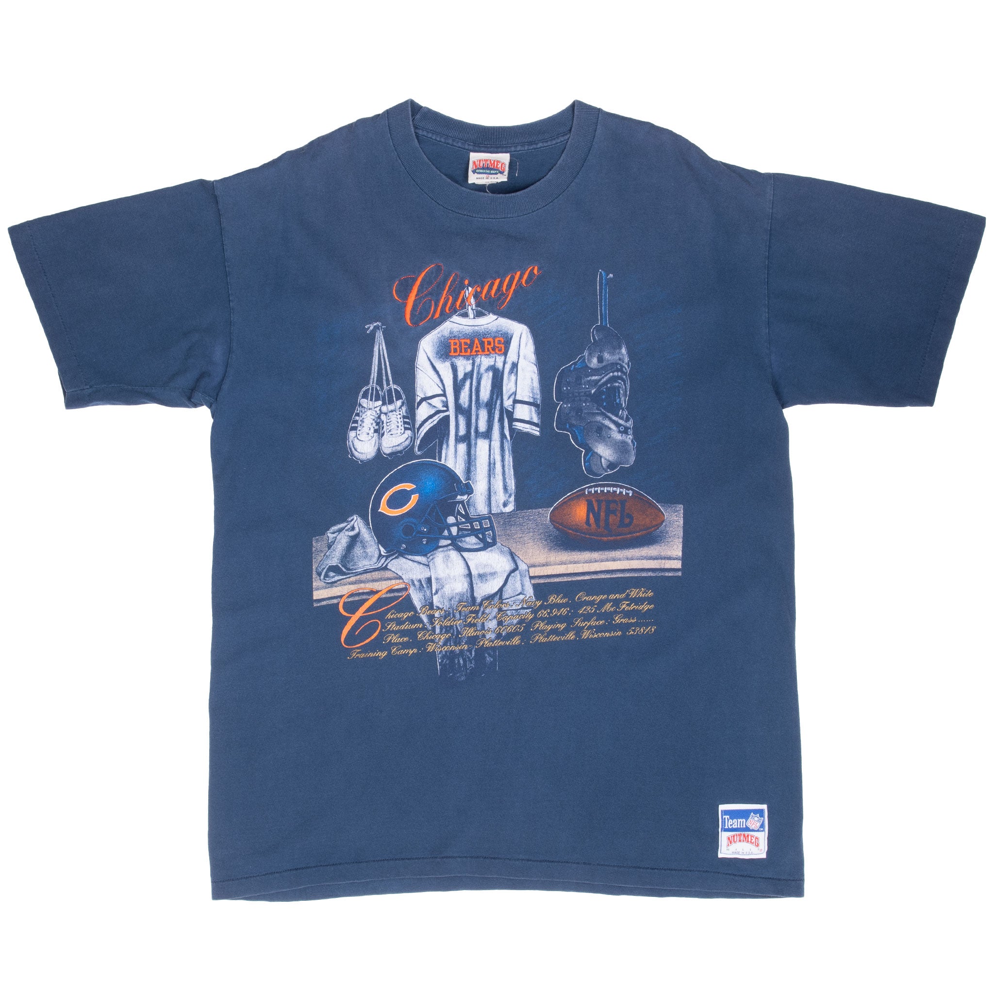 Vintage Nfl Chicago Bears 1990S Tee Shirt Size Xl Made In Usa With Single Stitch Sleeves