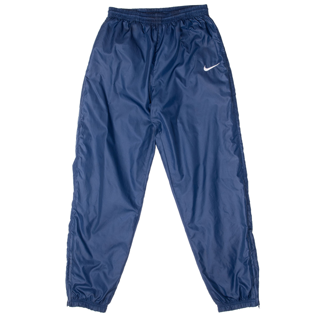 Vintage Nike Classic Swoosh Blue Nylon Track Pants 1990S Size Medium Woman