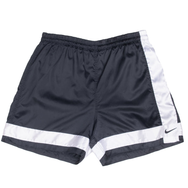 Vintage Nike Black White Classic Swoosh Basketball Track Shorts 1990S Size XL