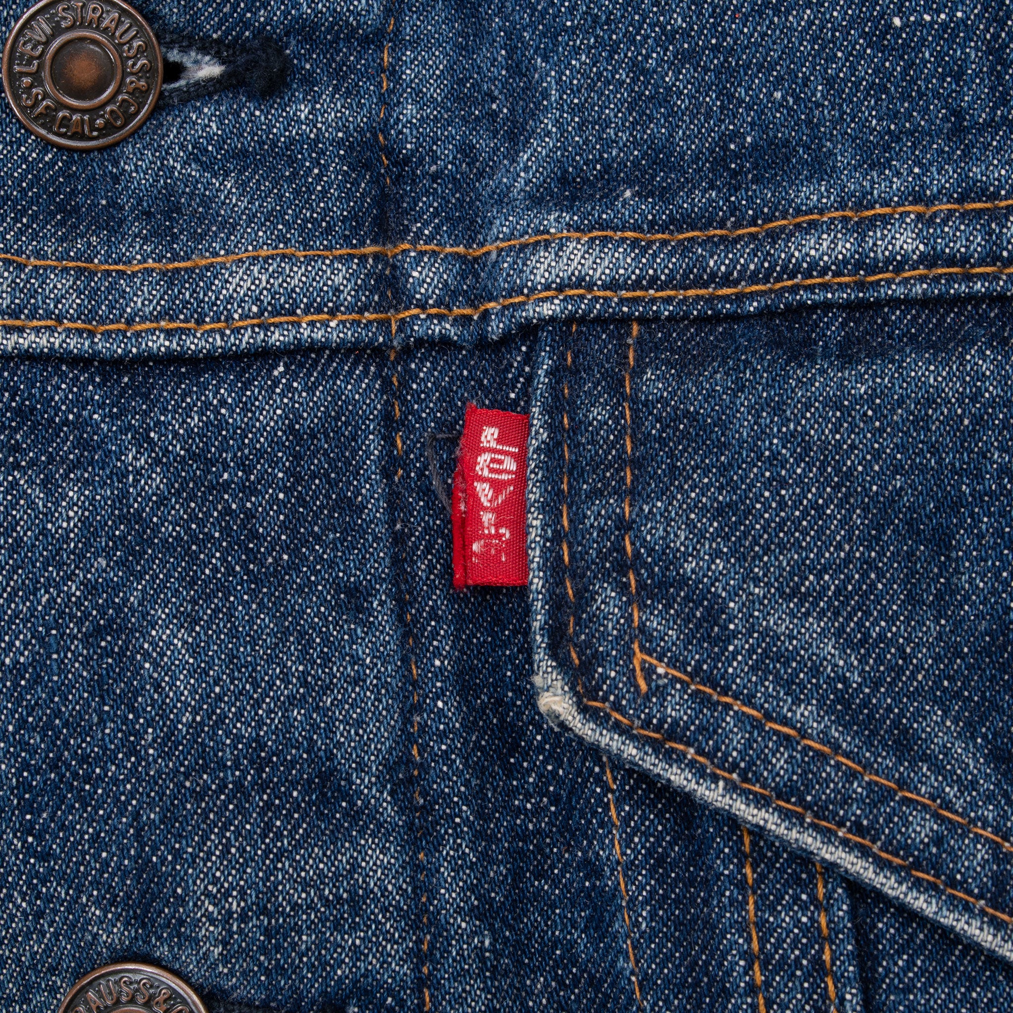 VINTAGE LEVIS INDIGO BLUE 2 POCKETS BLANKET LINED JACKET SIZE 40 1980S MADE IN USA