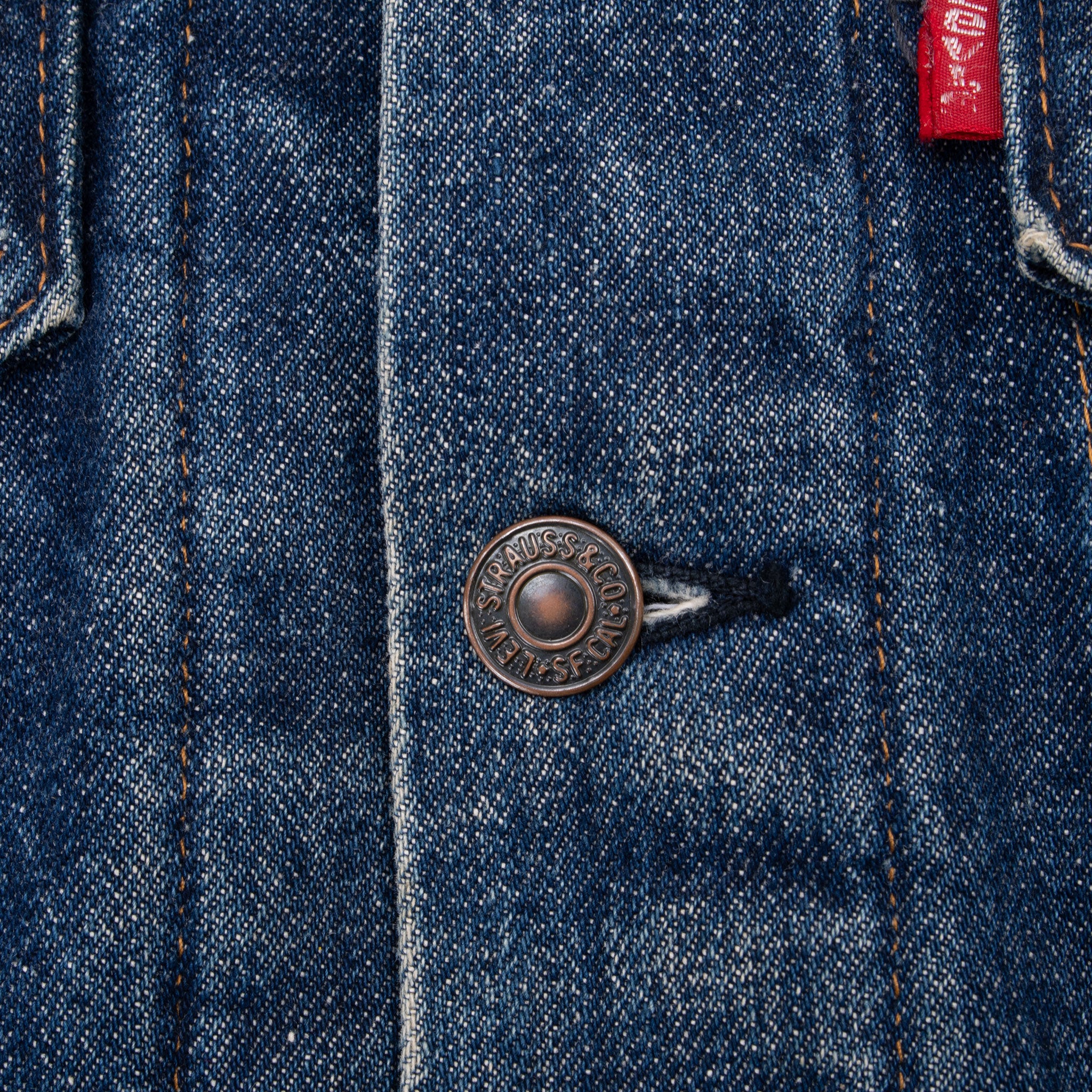 VINTAGE LEVIS INDIGO BLUE 2 POCKETS BLANKET LINED JACKET SIZE 40 1980S MADE IN USA