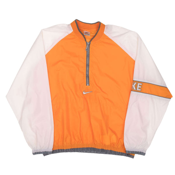 Vintage Nike Pullover Windbreaker Orange & White Jacket 1990S Size Large