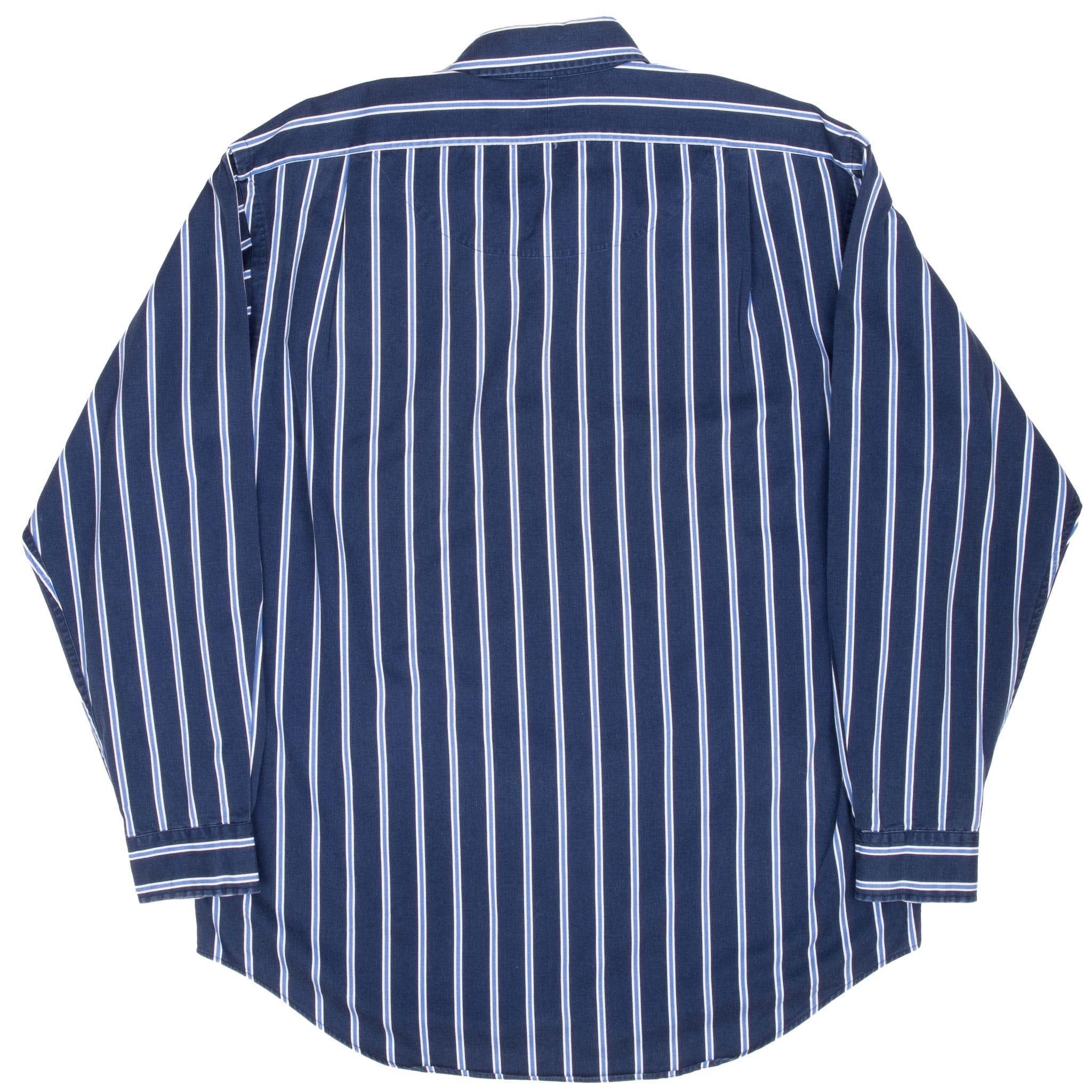 VINTAGE POLO RALPH LAUREN BLUE WHITE STRIPED SHIRT 1990S MEDIUM