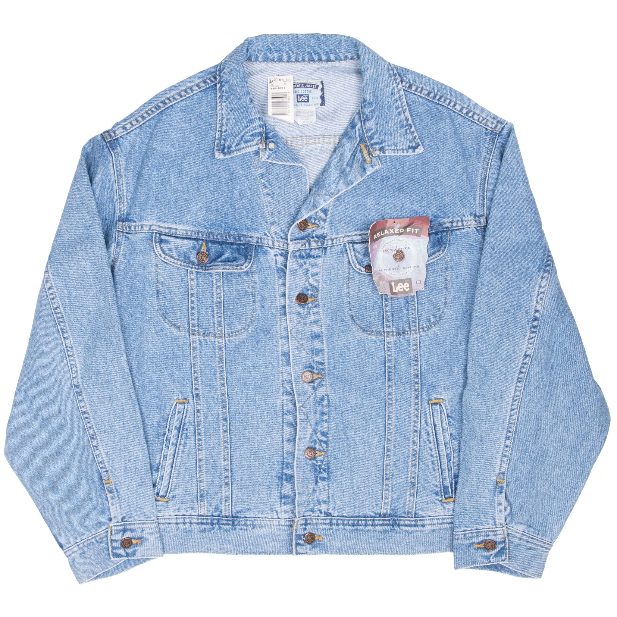 VINTAGE LEE BLUE DENIM JACKET 1990S SIZE XL MADE IN USA DEADSTOCK