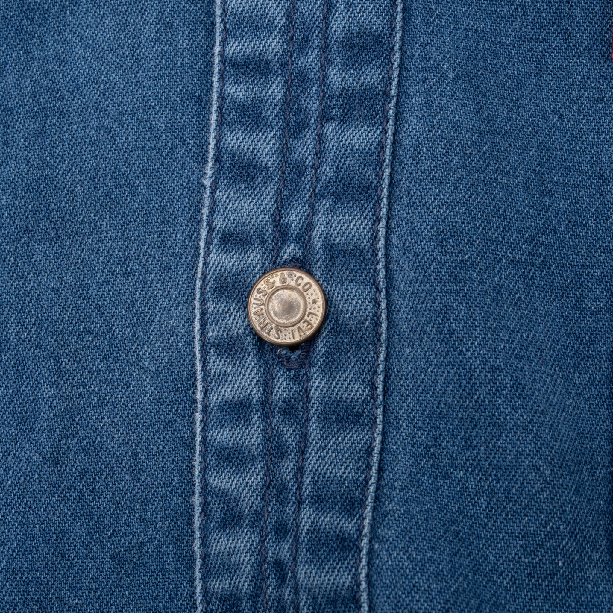 Vintage Levis Red Tab Pocket Blue Denim Shirt 1990S Size Small