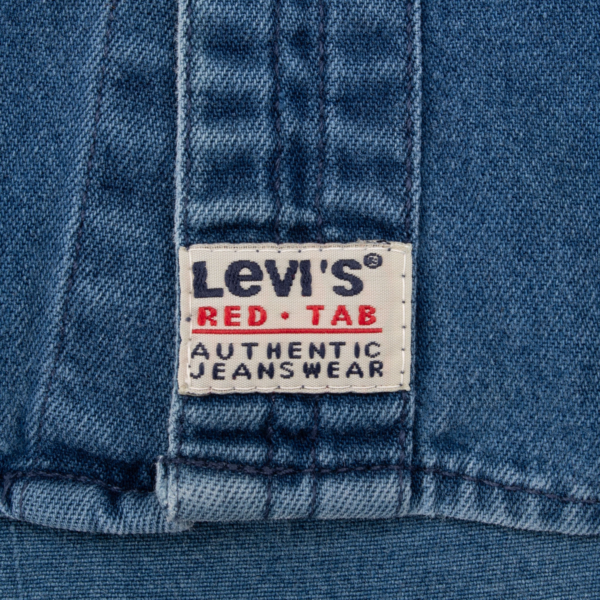 Vintage Levis Red Tab Pocket Blue Denim Shirt 1990S Size Small
