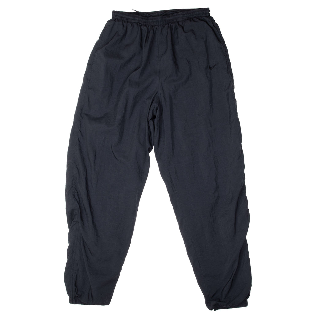 Vintage Nike Classic Swoosh Black Nylon Track Pants 1990S Size Large