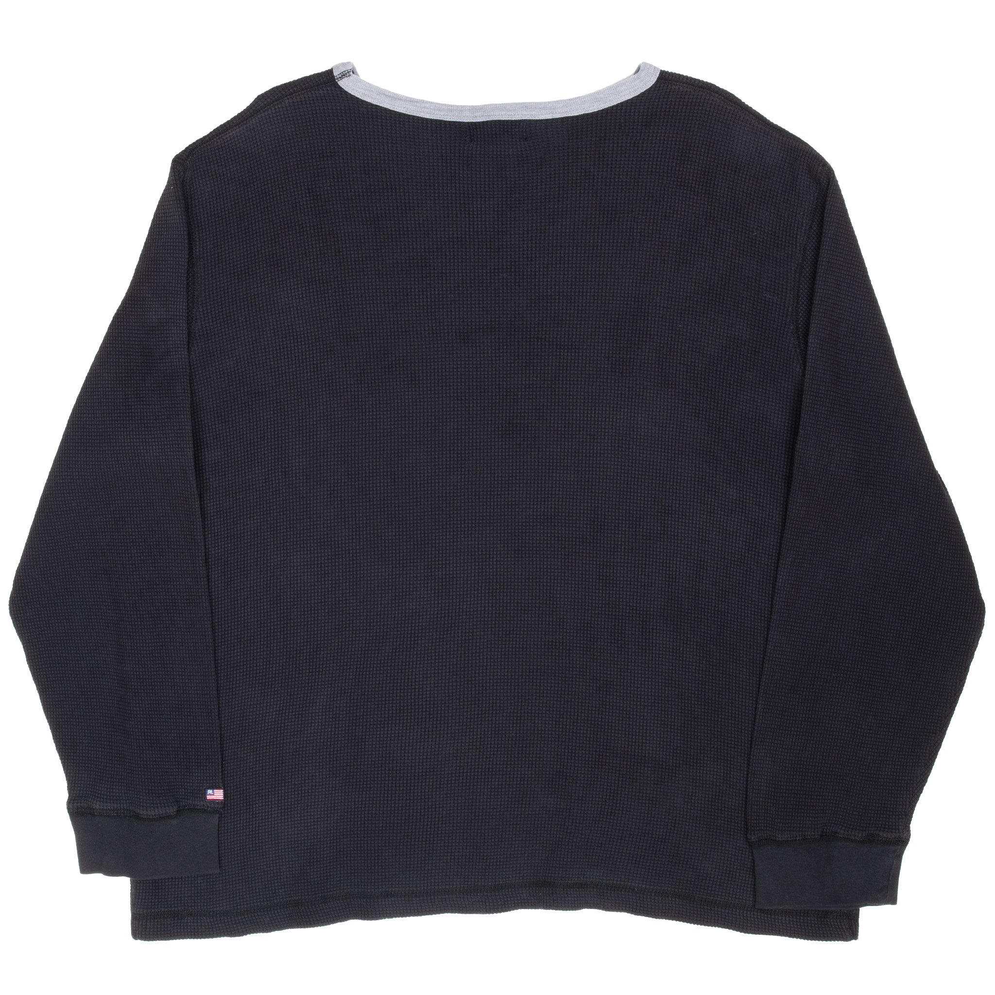 Vintage Ralph Lauren Polo Jeans Co Black Long Sleeve Waffle Tee Shirt 1990S Size XL