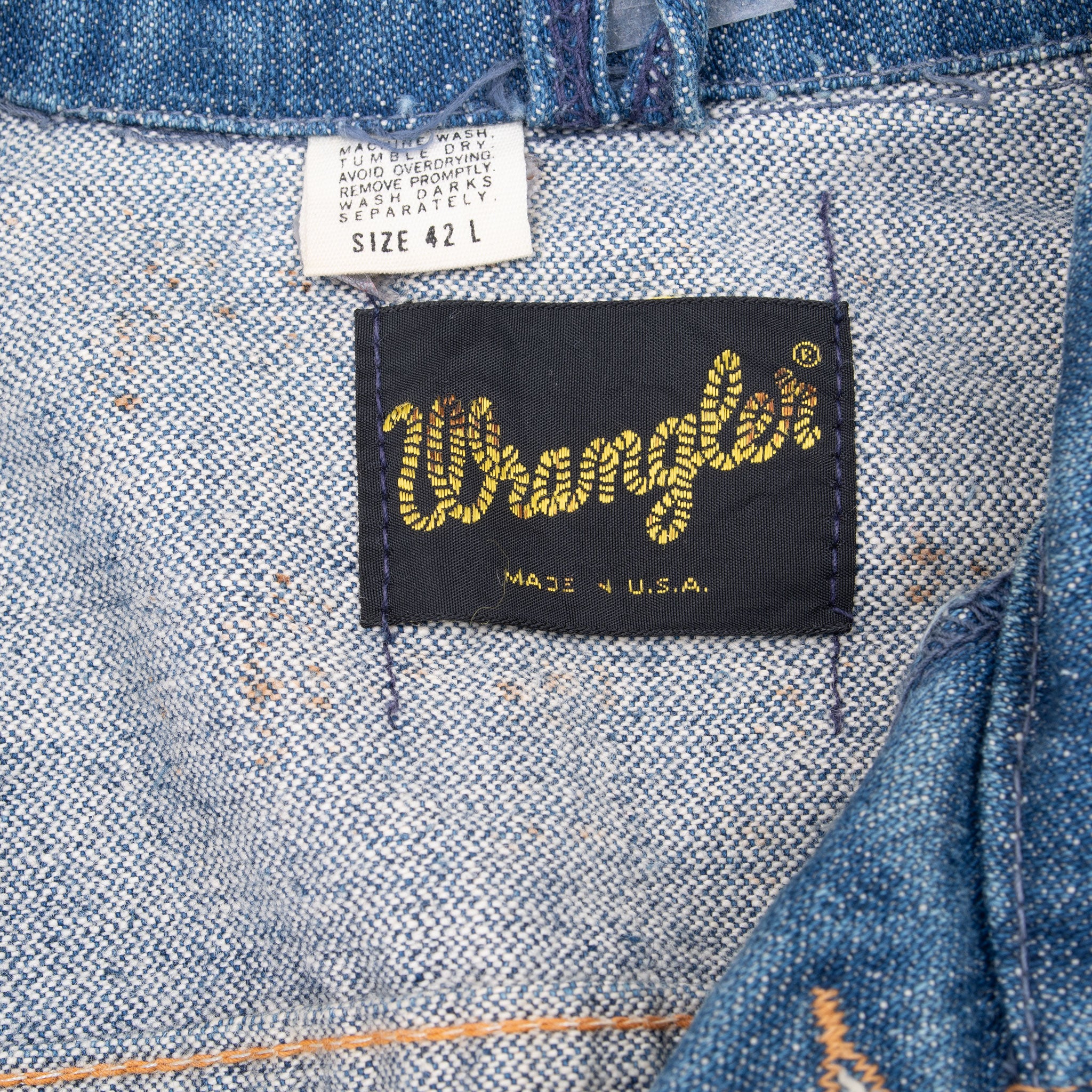 Vintage Wrangler 2 Pockets Blue Denim Jacket 1970S Size 42L Made In Usa