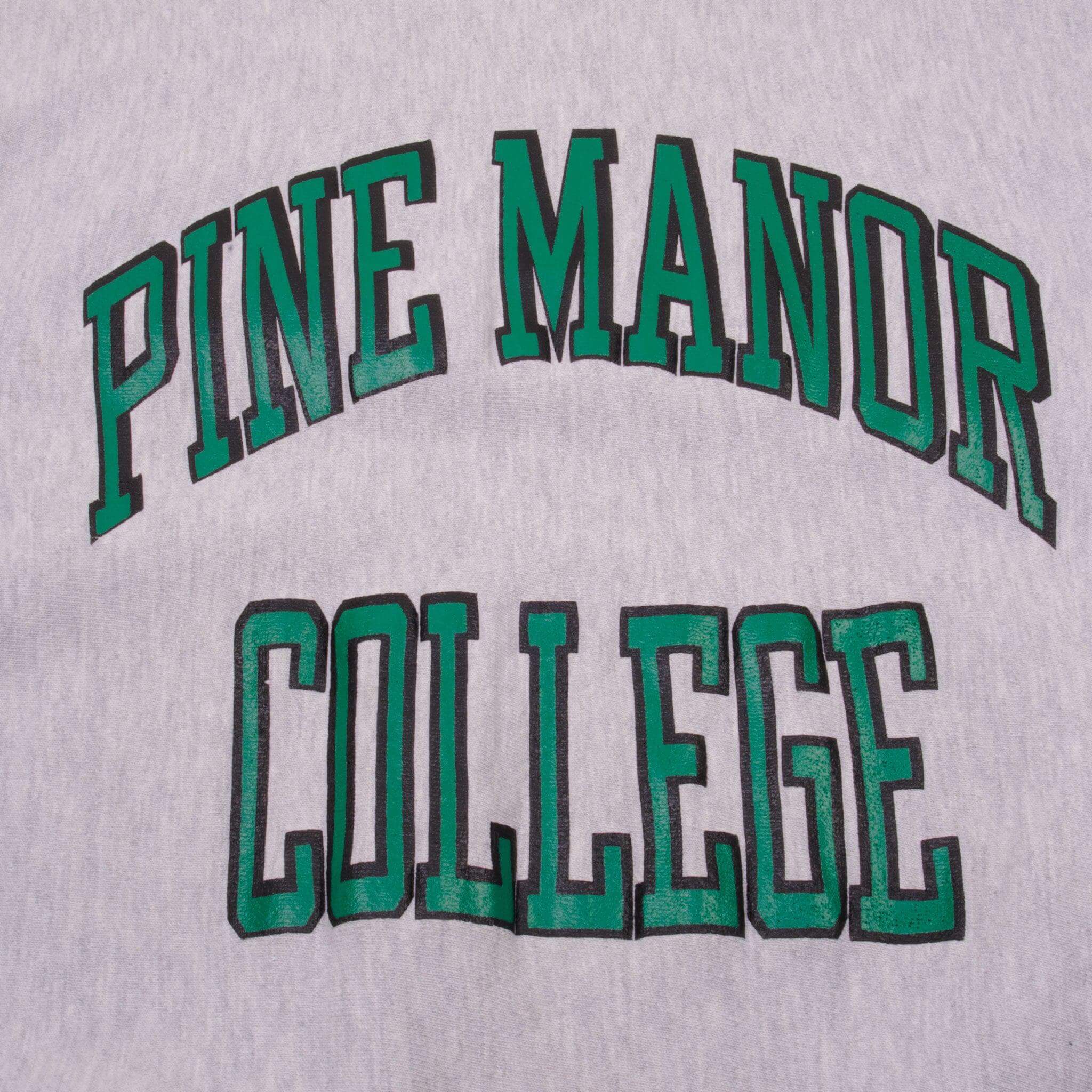Vintage Reverse Weave Tri Blend Pine Manor College Champion Sweatshirt 1980S Size Medium Made In USA