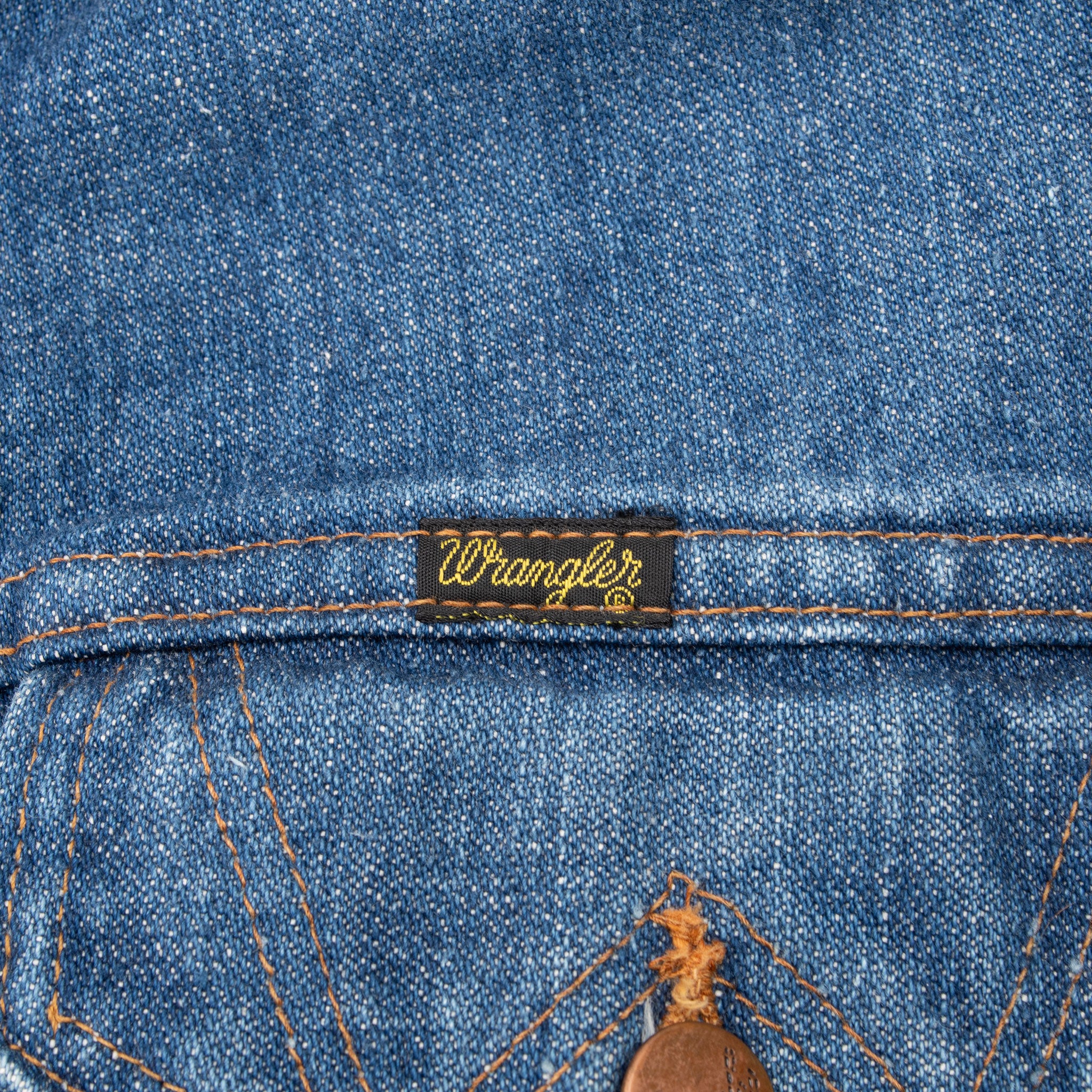 Vintage Wrangler 2 Pockets Blue Denim Jacket 1970S Size 42L Made In Usa
