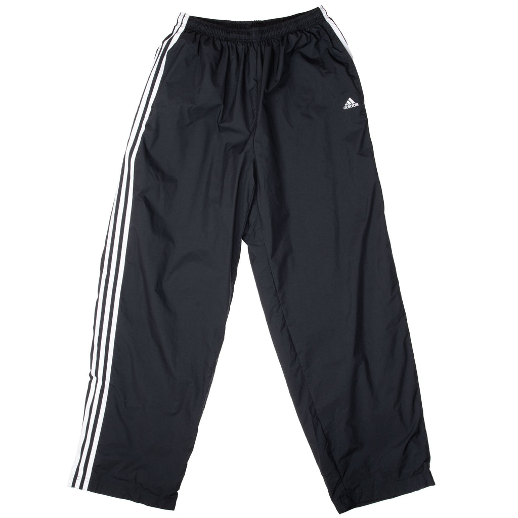 Vintage Adidas Three Stripes Black Nylon Track Pants 1990S Size XL