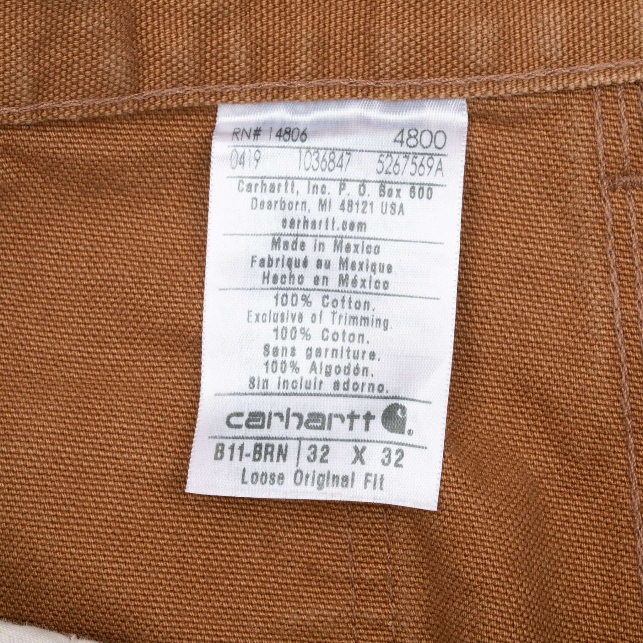 VINTAGE CARHARTT TWILL WORK CARPENTER B11 BRN BROWN PANTS SIZE 32X32
