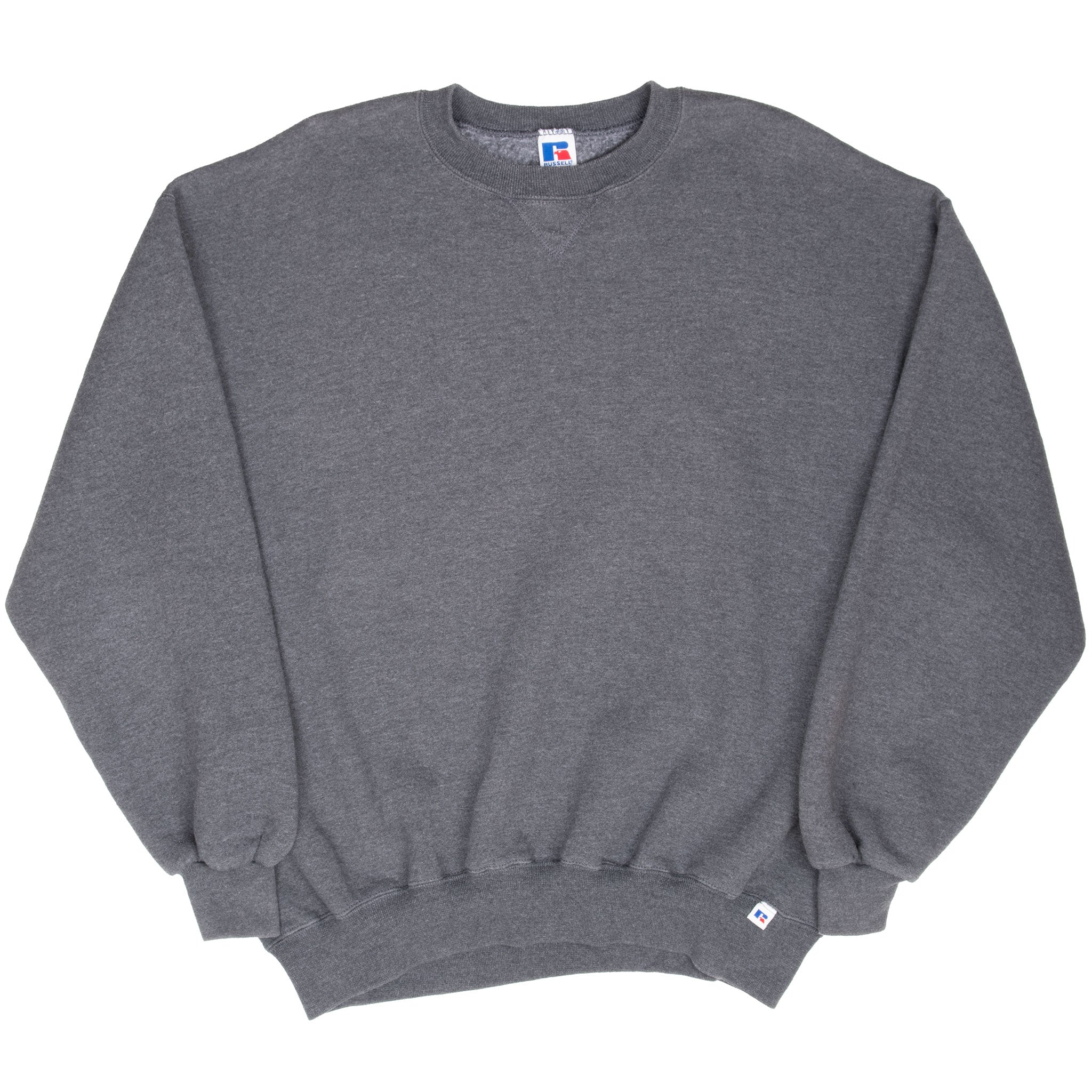 Vintage Russell Athletic Blank Dark Grey Sweatshirt 1990S Size XL Made In Usa