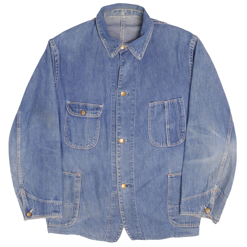 Vintage Sanforized Chore Work Wear Denim Jacket 1960S Size XL Made In Usa