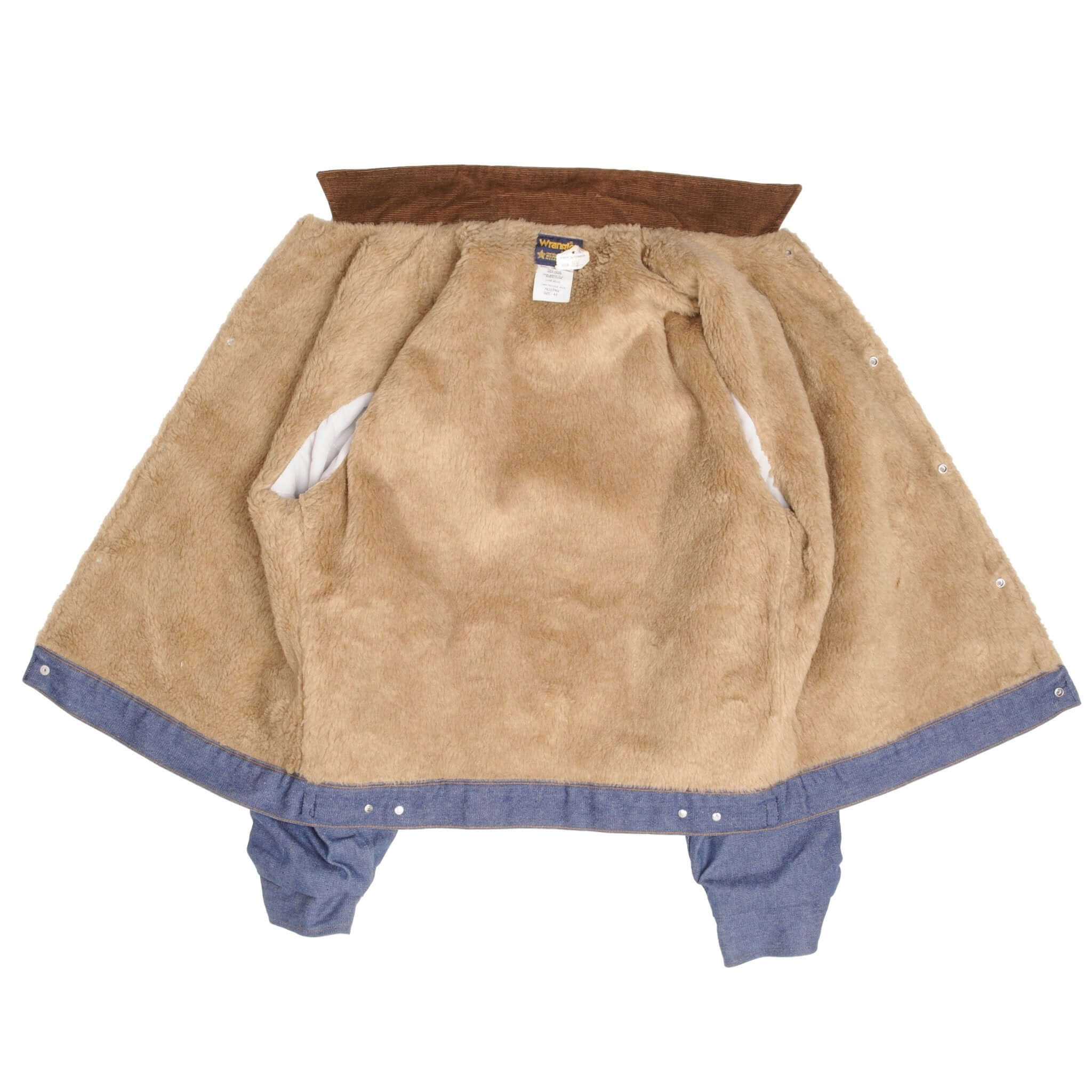 Vintage Deadstock With Tags Wrangler Fur Lined Jacket With Corduroy Collar 1970S Size 44 Made In Usa