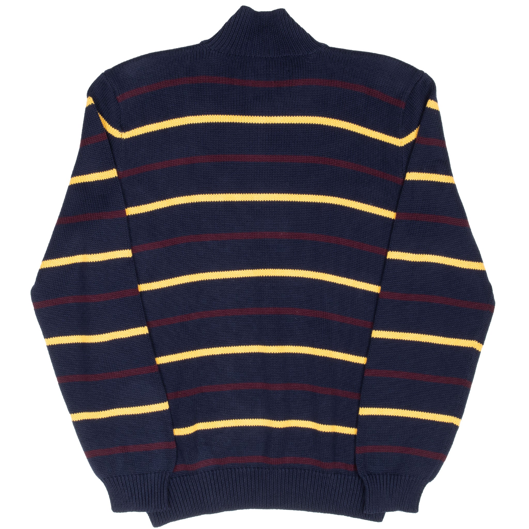Vintage Polo Ralph Lauren Stripe Blue Knit Henley Sweater 1990S Size Large Deadstock