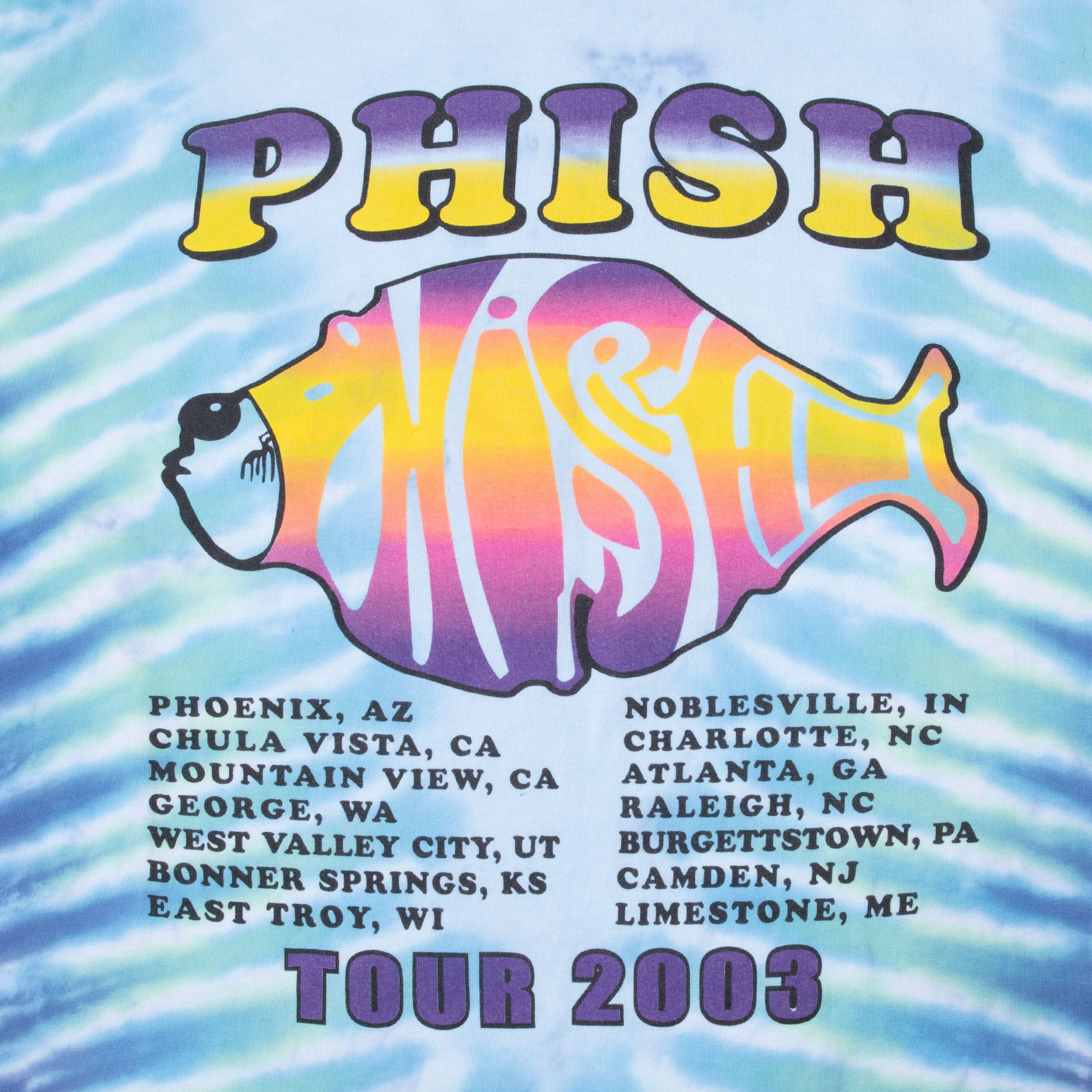 VINTAGE PHISH TOUR 2003 TIE DYE TEE SHIRT SIZE MEDIUM