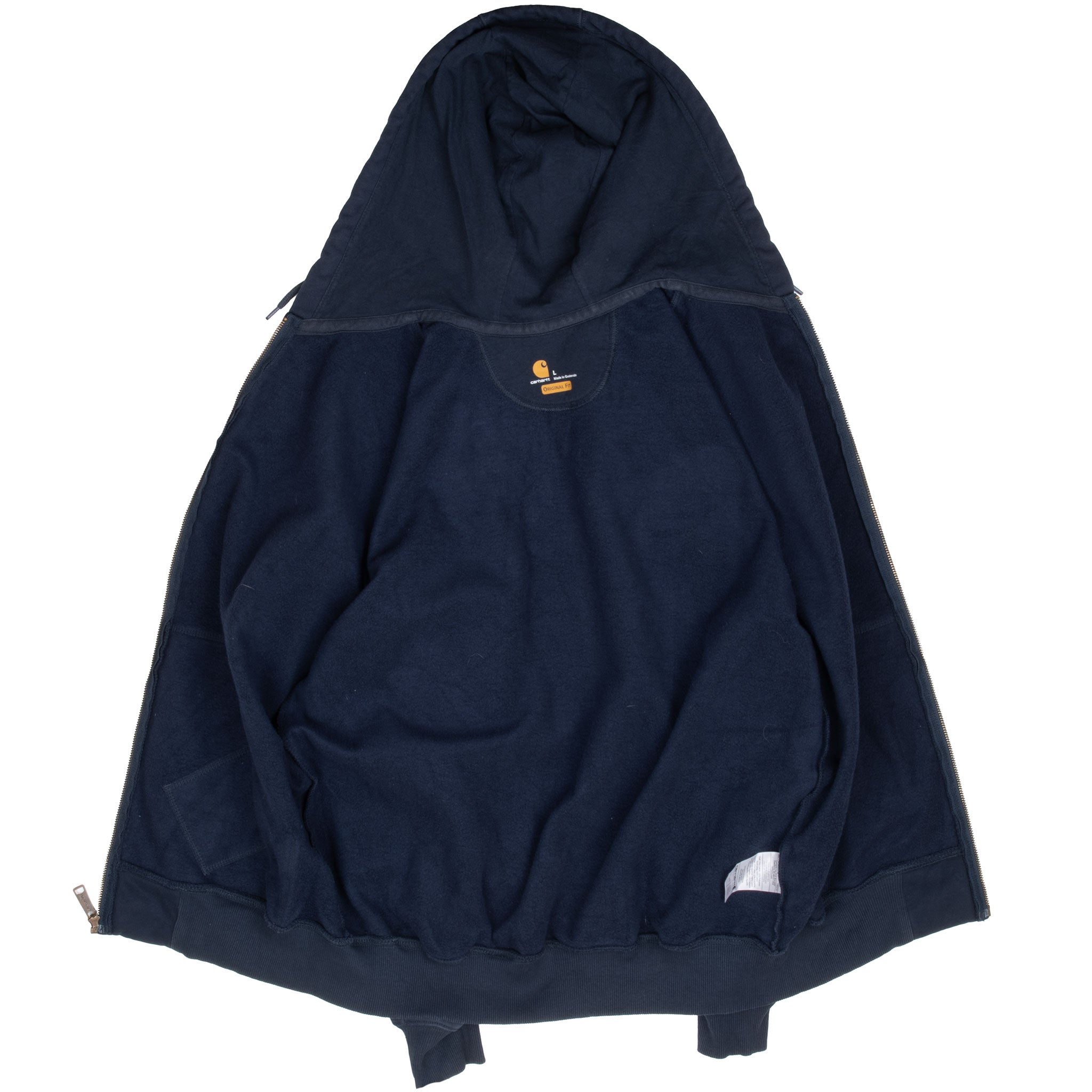 Vintage Carhartt Rain Defender Full Zip Navy Hoodie Sweatshirt Size Large
